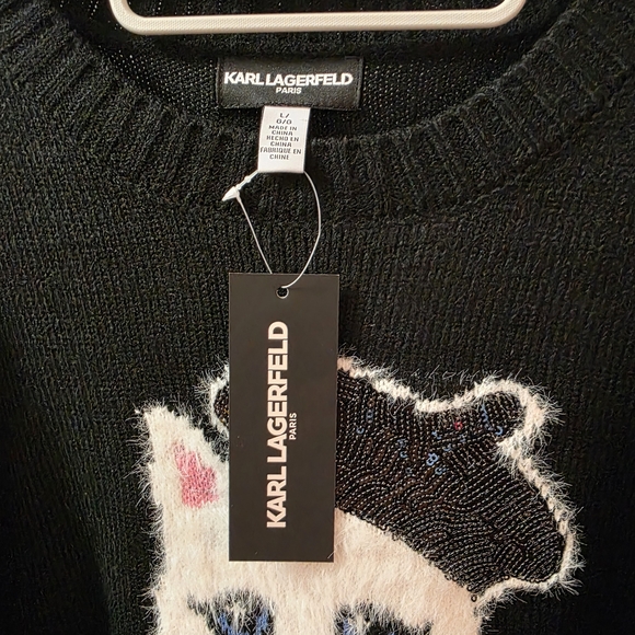 Karl Lagerfeld Black Sweater with Cat Design - Picture 7 of 14